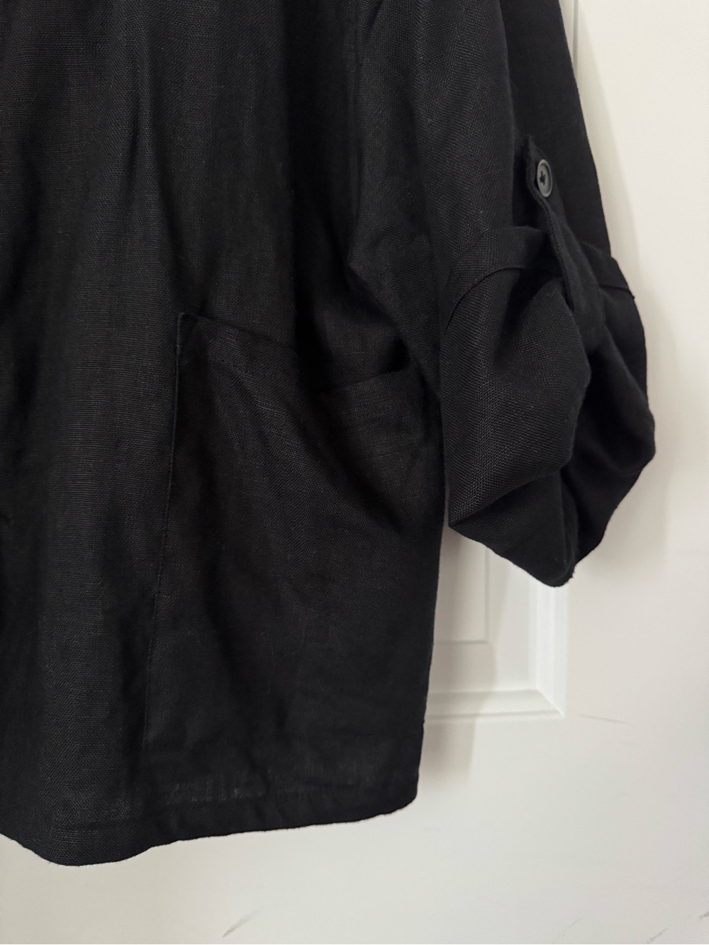 Jones New York Black Linen Open Blazer with pockets, size 1x - Picture 3 of 8